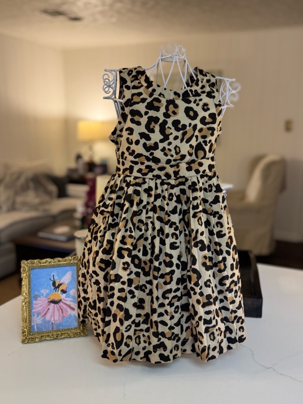🤎🖤 JANIE AND JACK SILK PLEATED CHEETAH PRINT DRESS SIZE 2T!